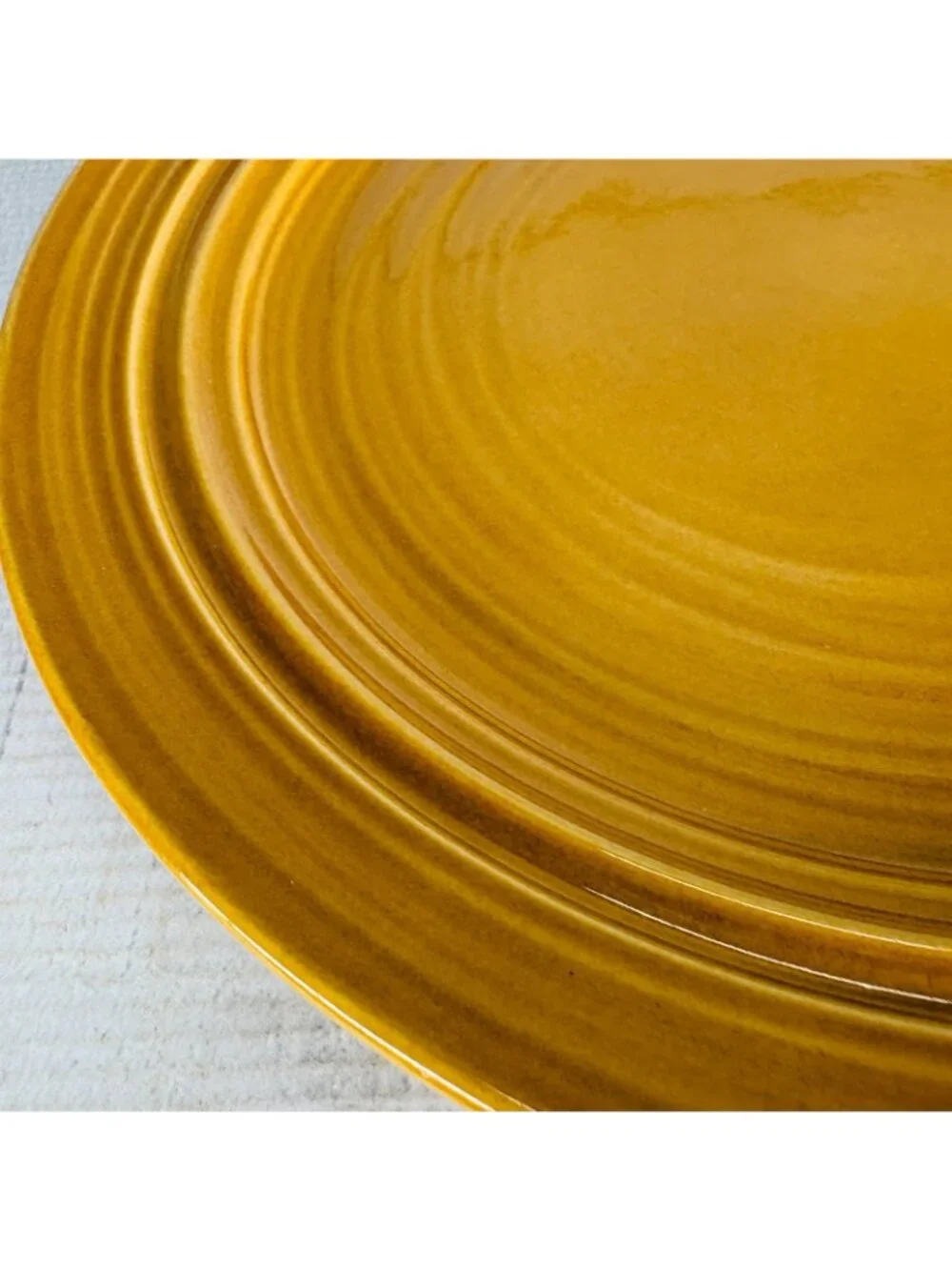 Noble Excellence HARPER Golden Rustic Yellow Rings Stoneware Dinner Plate Set 4
